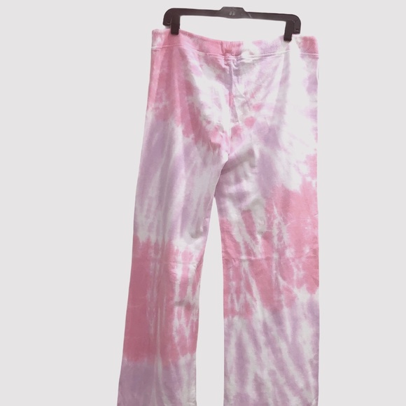 CHEWY PINK/PURPLE/WHITE TIE DYE WIDE LEG LOUNGE PANTS SIZE LARGE - Picture 2 of 11